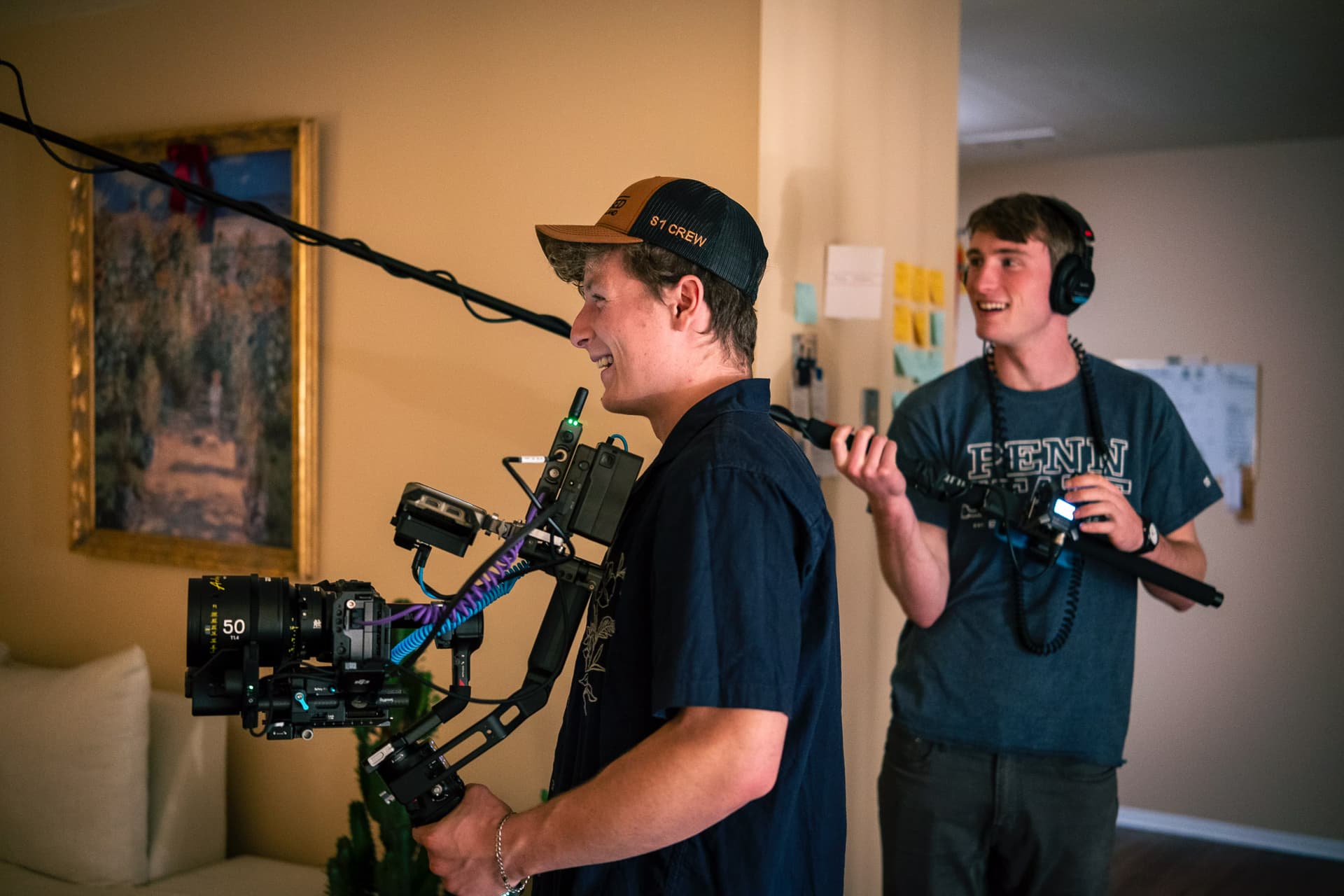 Behind the scenes on a film set