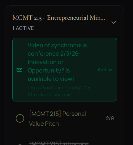 Project dropdown with message