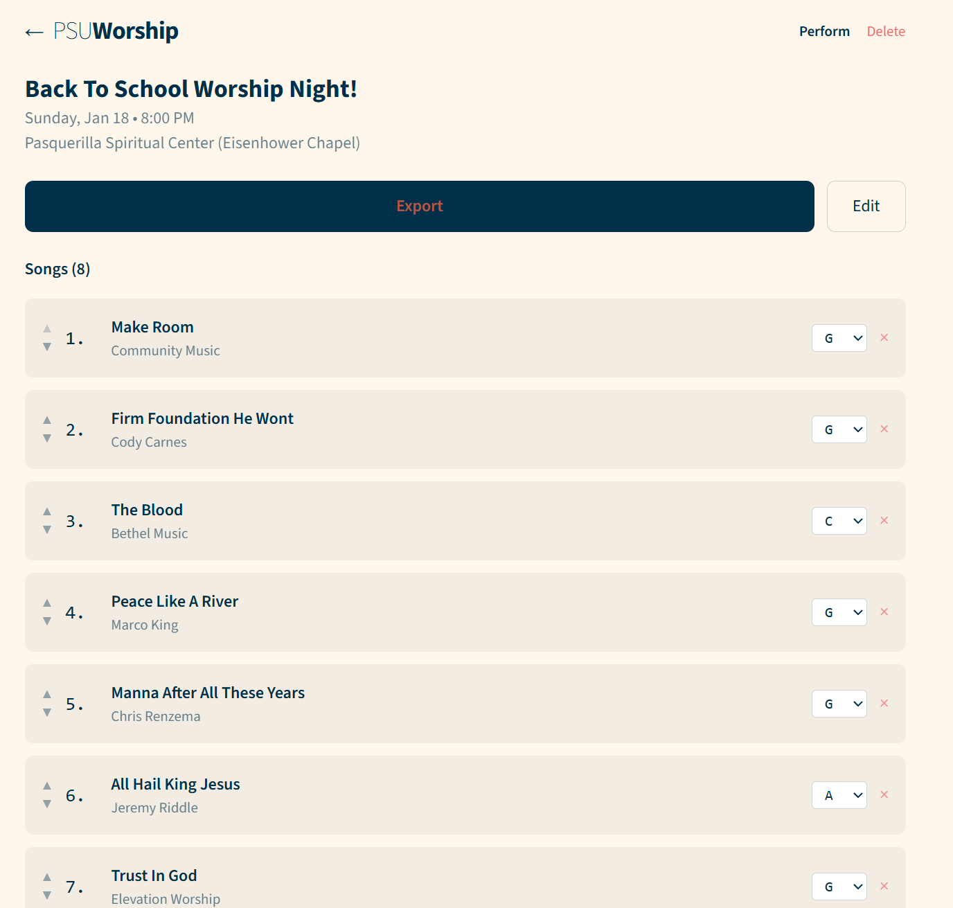 Setlist Detail